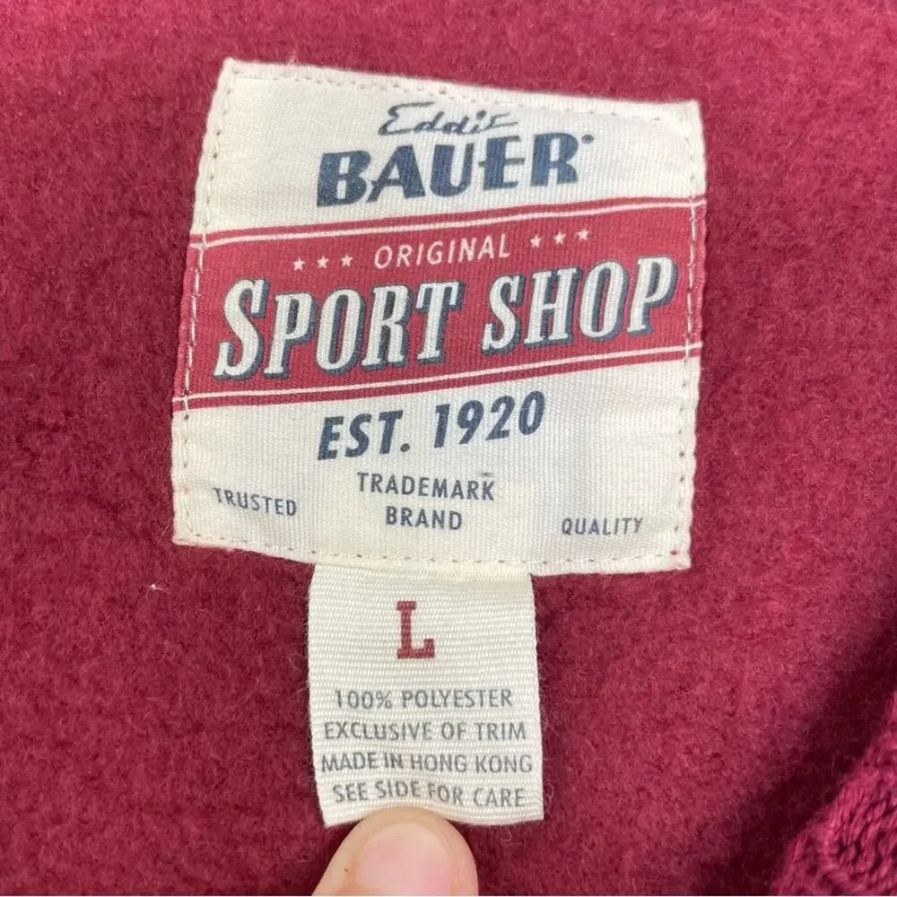 Eddie Bauer Sport Shop fleece pullover sweater crew neck maroon size Large - Picture 6 of 10